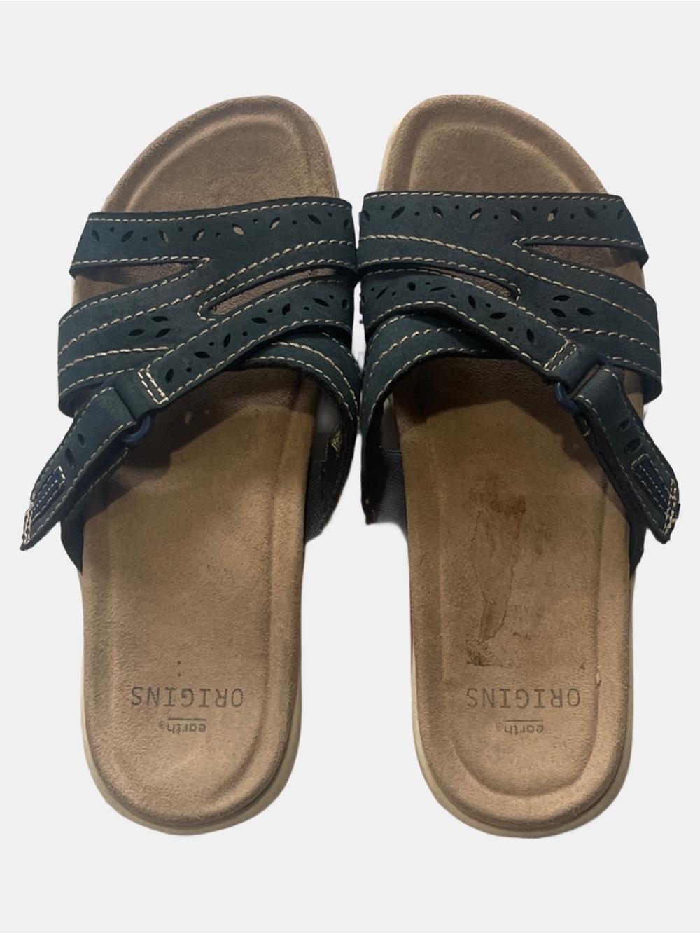 Earth Origins Suede Slide Sandals Savoy Shantel Navy Blue - 6 Medium